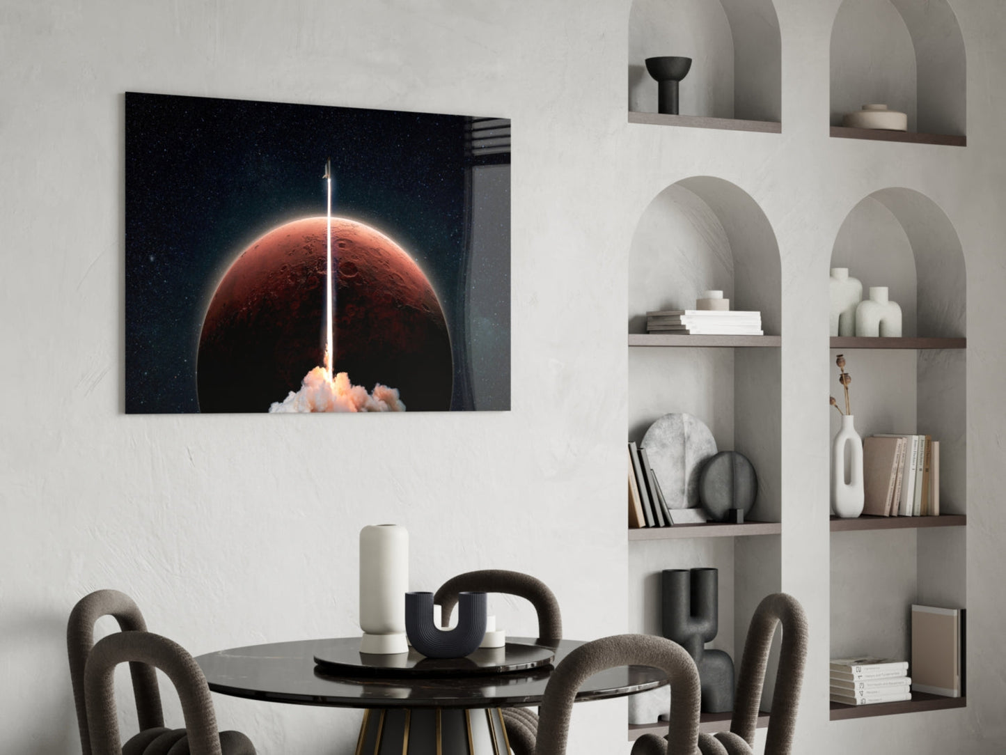 Mars Rocket Launch Glass Wall Art