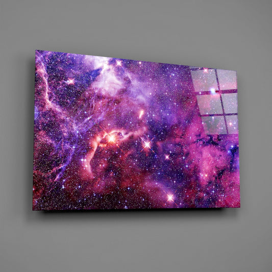 Purple Space Nebula Glass Wall Art