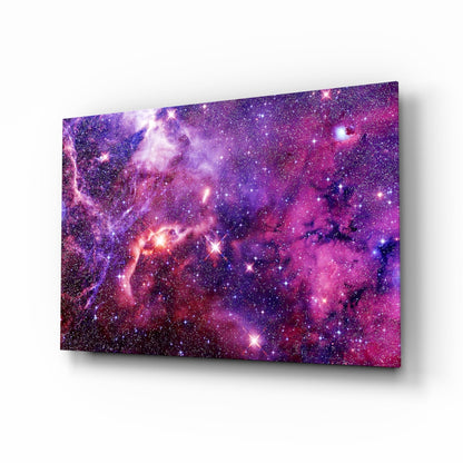 Violet nebula glass wall art