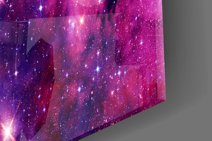 Purple Space Nebula Glass Wall Art