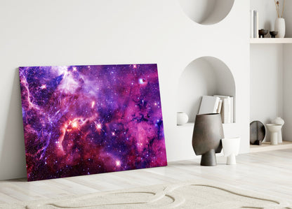 Purple Space Nebula Glass Wall Art