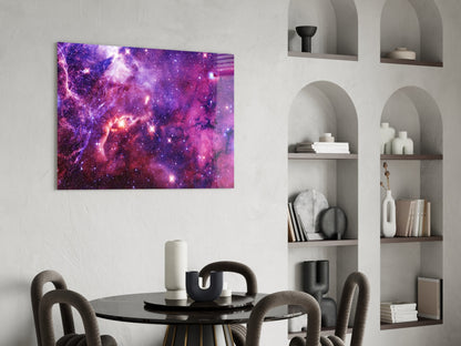 Purple Space Nebula Glass Wall Art