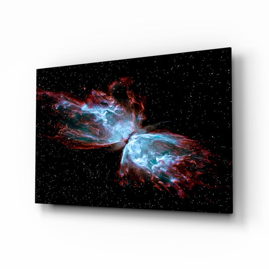 Space Red Butterfly Nebula glass wall art print