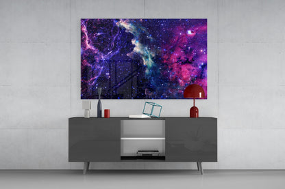 Space Magenta Glass Wall Art