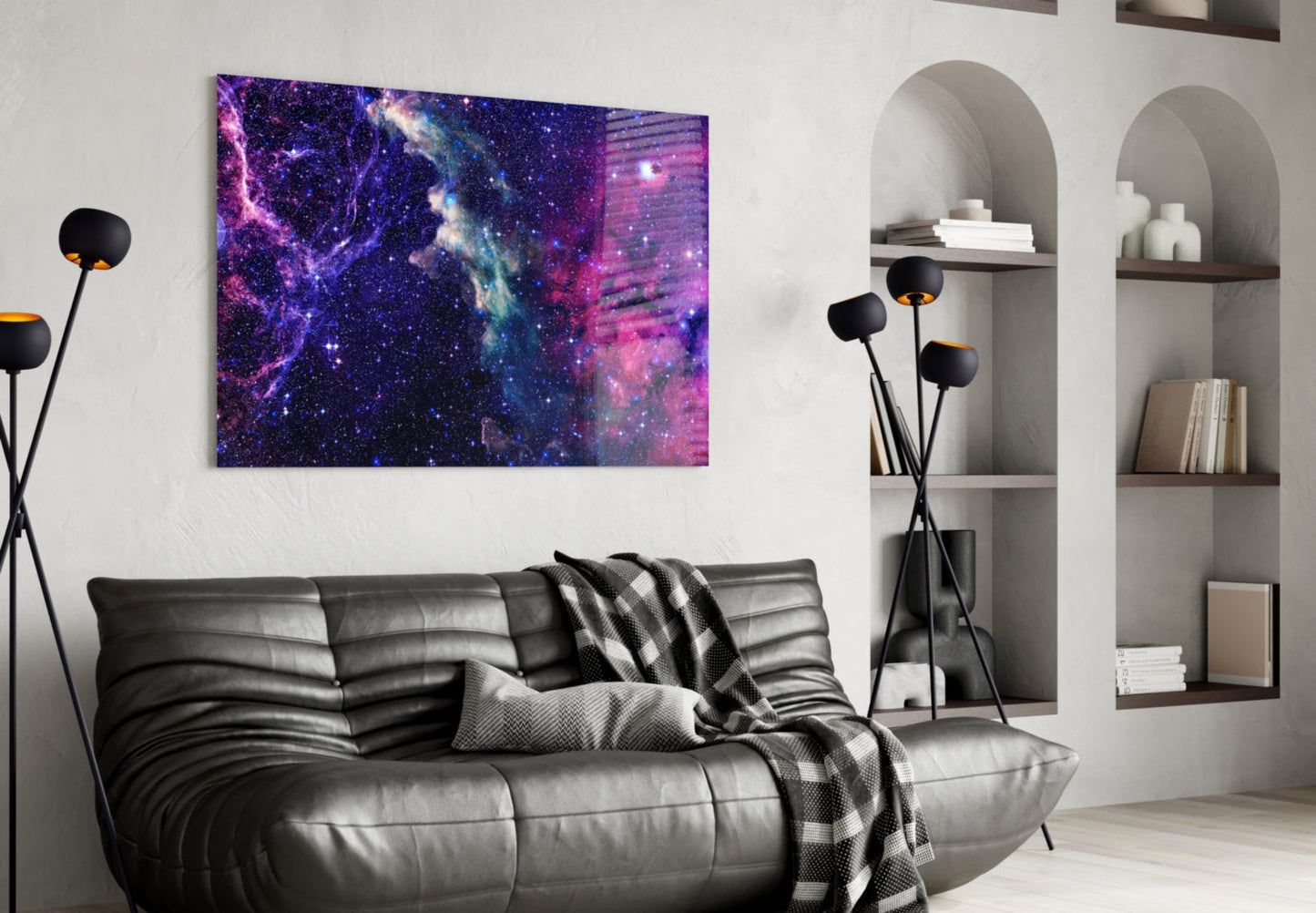 Space Magenta Glass Wall Art