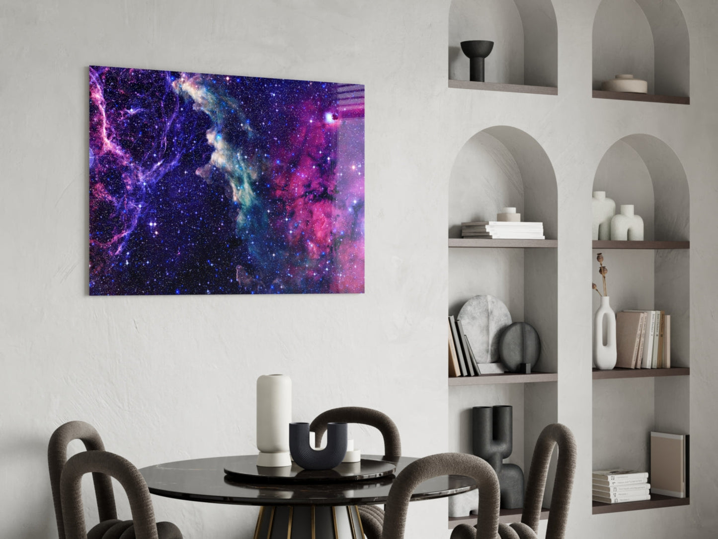Space Magenta Glass Wall Art