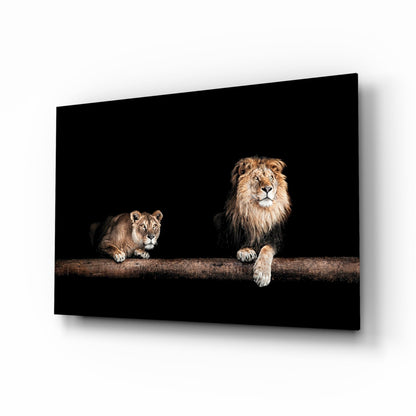 Leo Family lion glass wall art