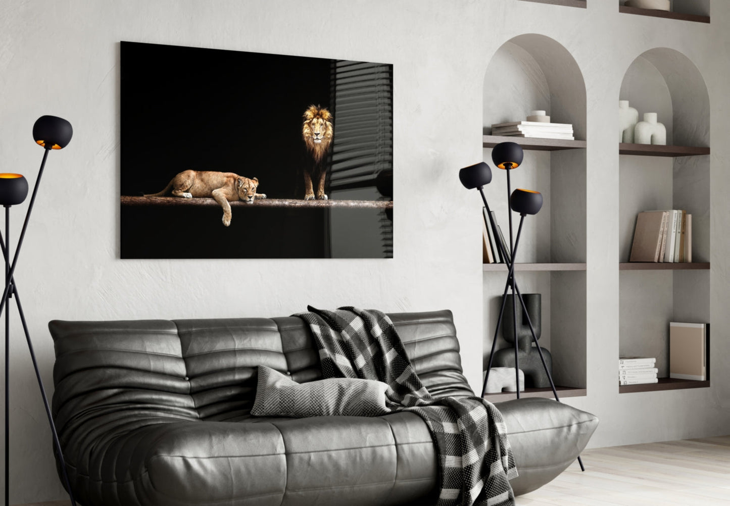 Lion Family Glass Wall Art - Wildlife