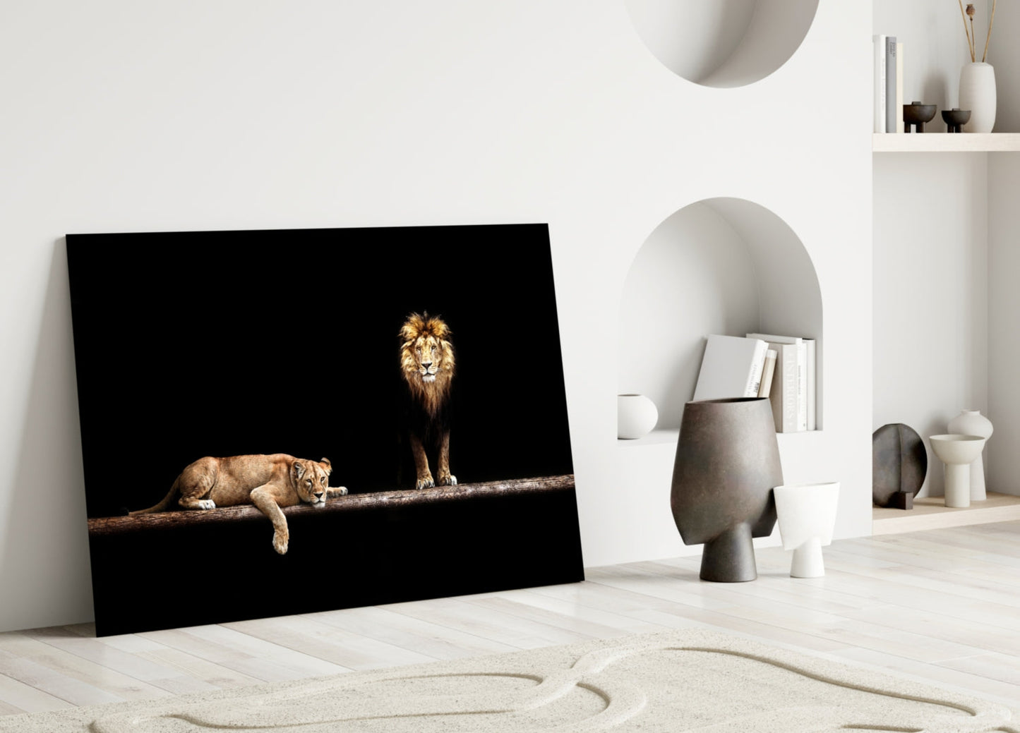 Lion Family Glass Wall Art - Wildlife