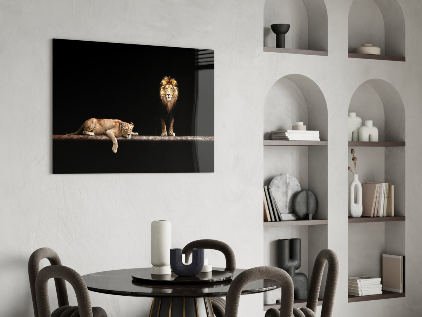 Lion Family Glass Wall Art - Wildlife