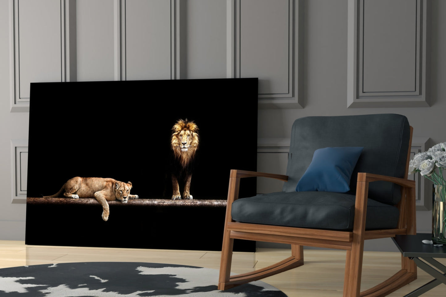 Lion Family Glass Wall Art - Wildlife