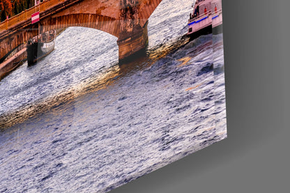Eiffel Tower Autumn Sunset Glass Wall Art