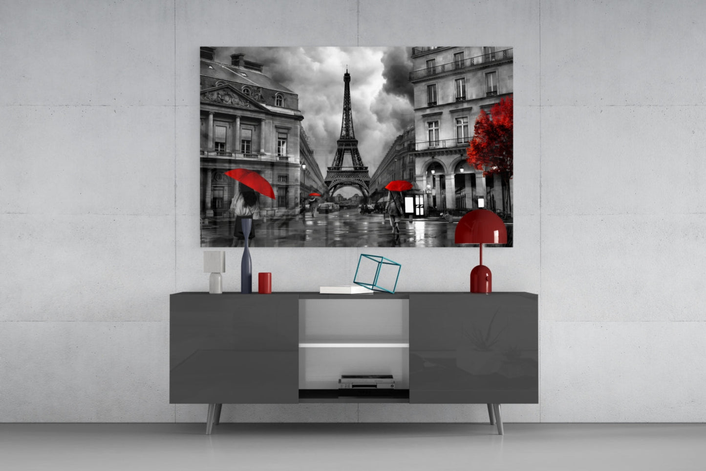 Eiffel Tower Rainy Paris Glass Wall Art