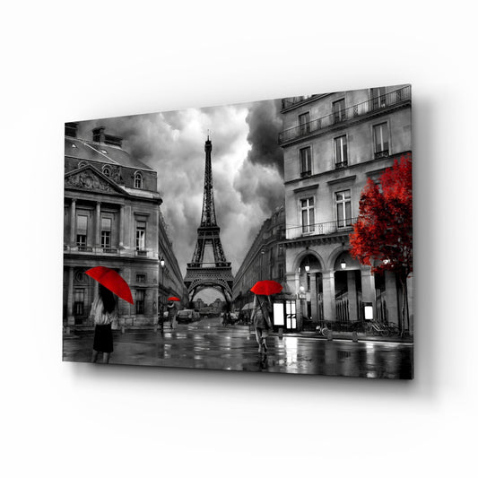 Eiffel Tower Rainy Paris glass wall art print