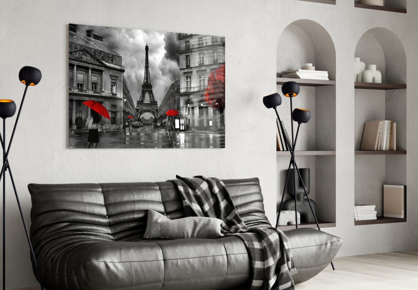 Eiffel Tower Rainy Paris Glass Wall Art