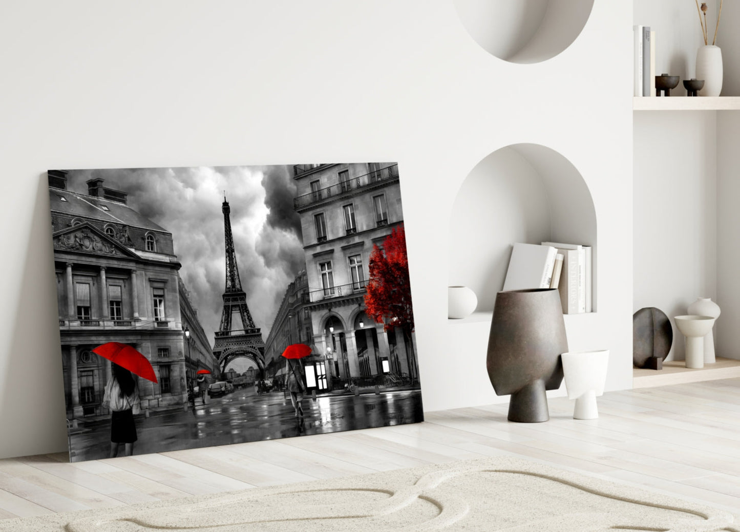 Eiffel Tower Rainy Paris Glass Wall Art