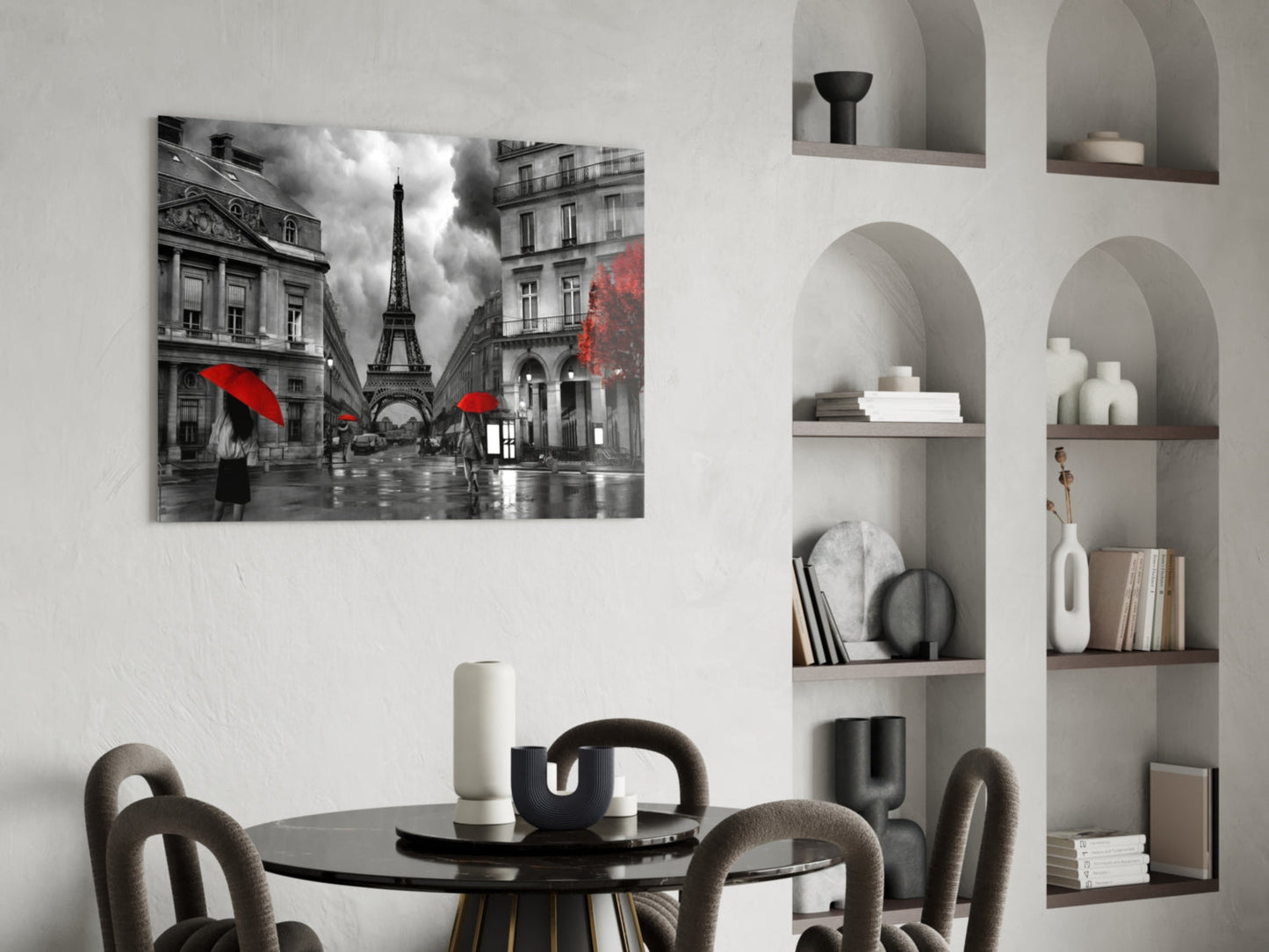 Eiffel Tower Rainy Paris Glass Wall Art