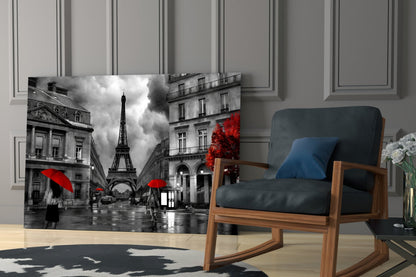 Eiffel Tower Rainy Paris Glass Wall Art