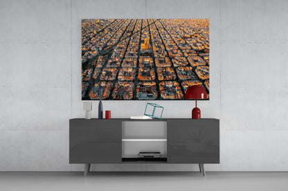 Barcelona Skyline Glass Wall Art