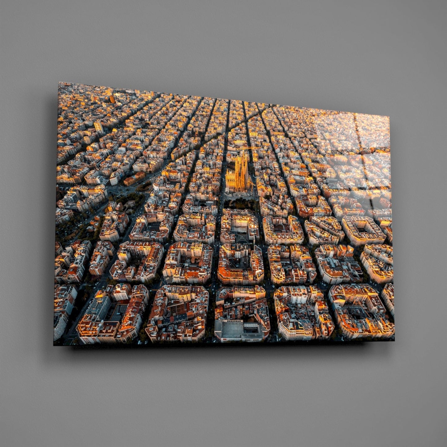 Barcelona Skyline Glass Wall Art