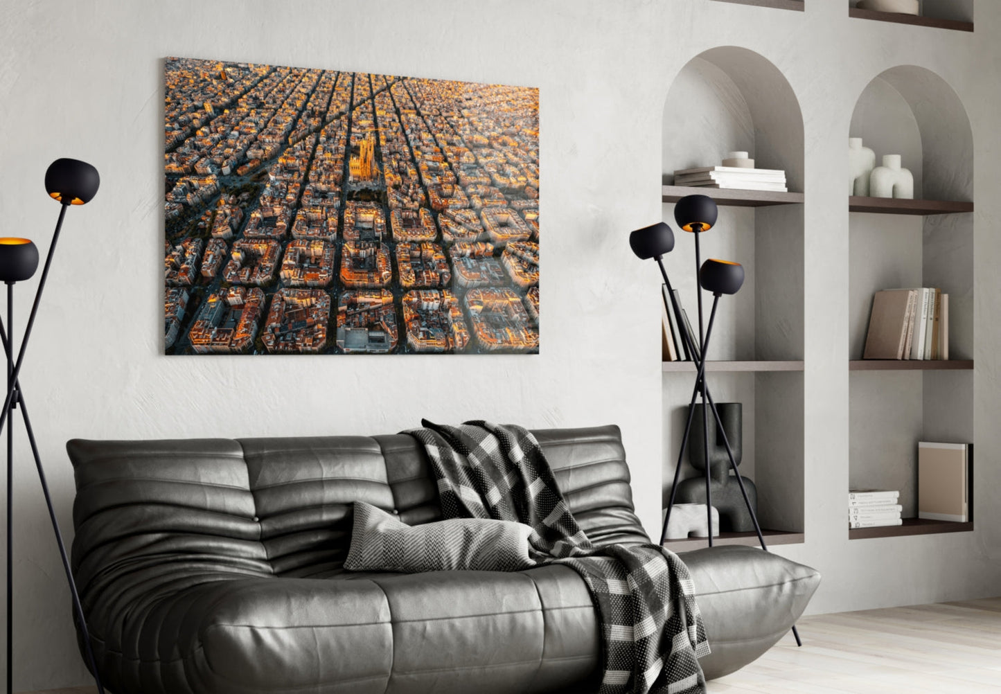 Barcelona Skyline Glass Wall Art