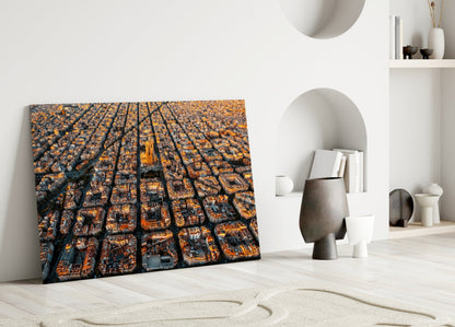 Barcelona Skyline Glass Wall Art