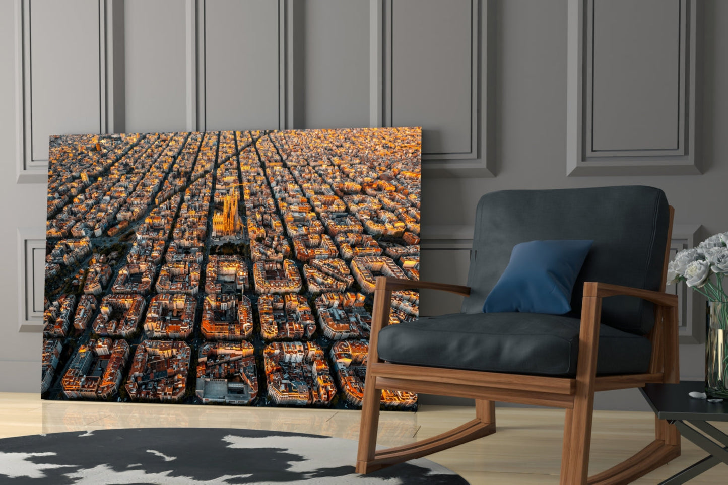 Barcelona Skyline Glass Wall Art