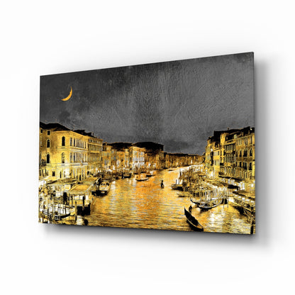 Venetian canal glass wall art