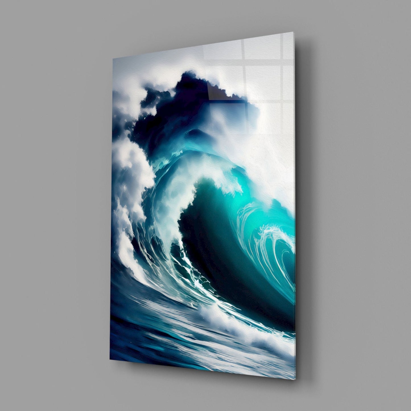 Turquoise Barrel Wave Glass Wall Art