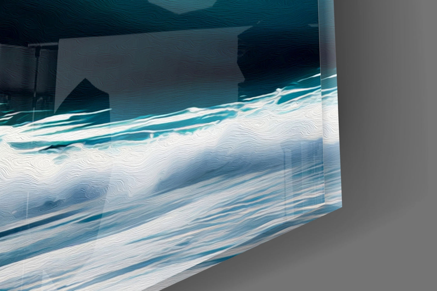 Turquoise Barrel Wave Glass Wall Art