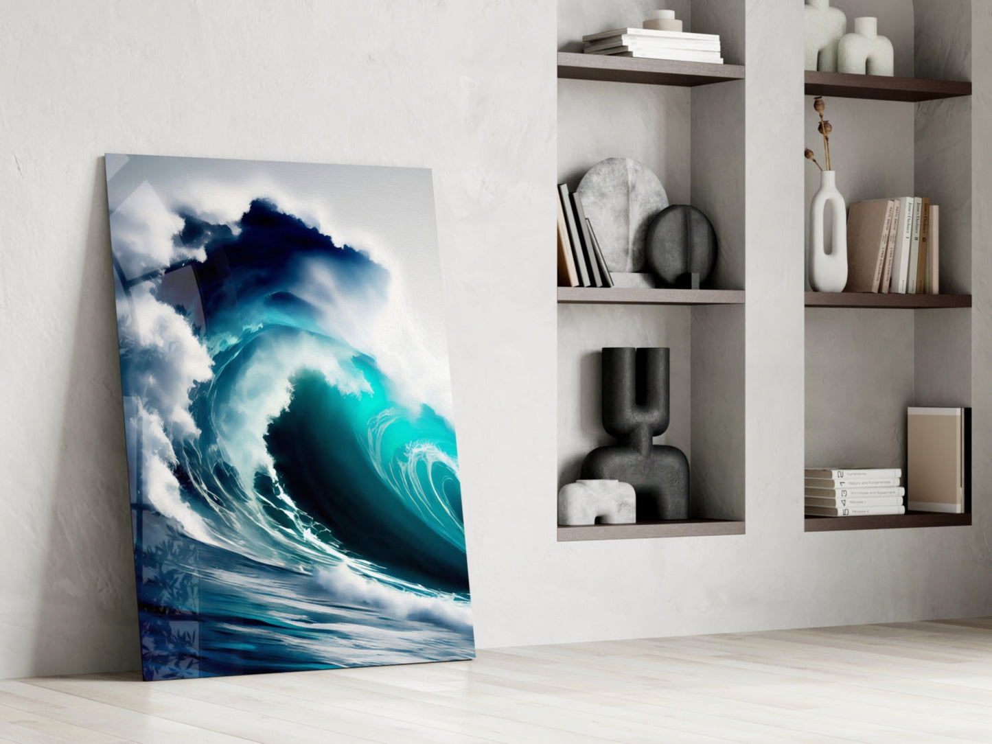 Turquoise Barrel Wave Glass Wall Art