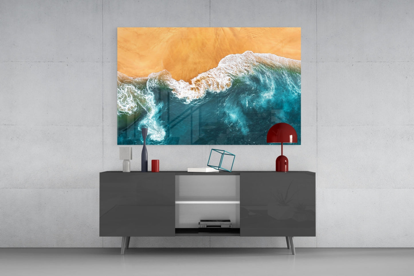 Aerial Coastline Glass Wall Art
