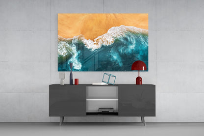 Aerial Coastline Glass Wall Art