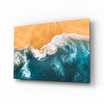 Aerial Coastline Beach Glass Wall Art