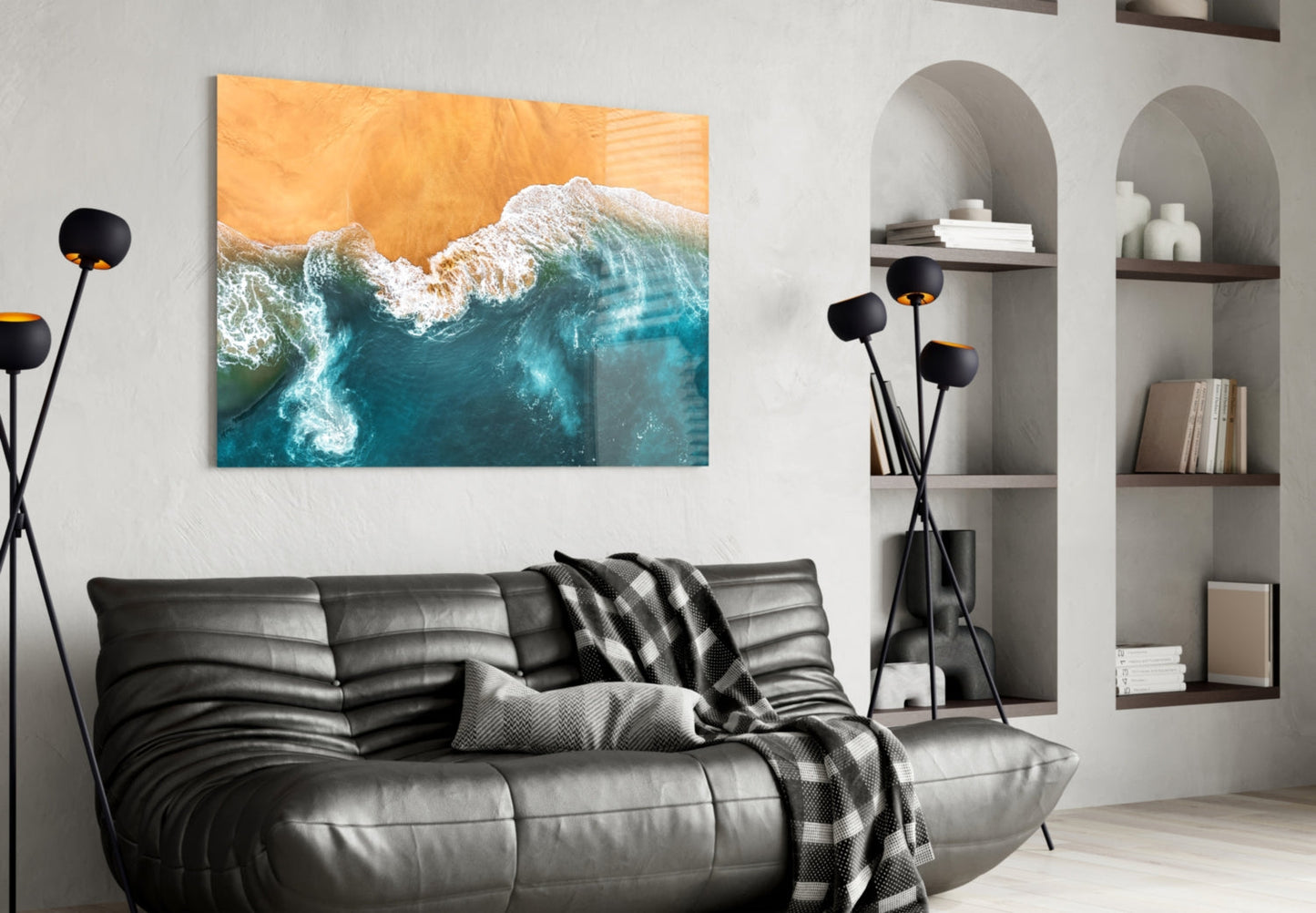 Aerial Coastline Glass Wall Art