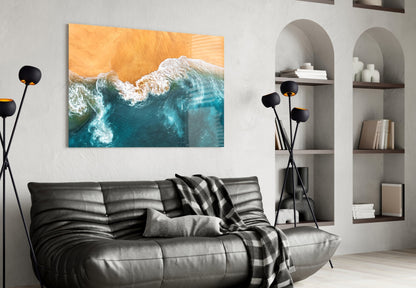 Aerial Coastline Glass Wall Art