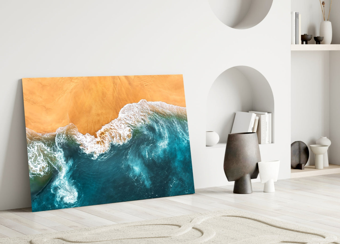 Aerial Coastline Glass Wall Art
