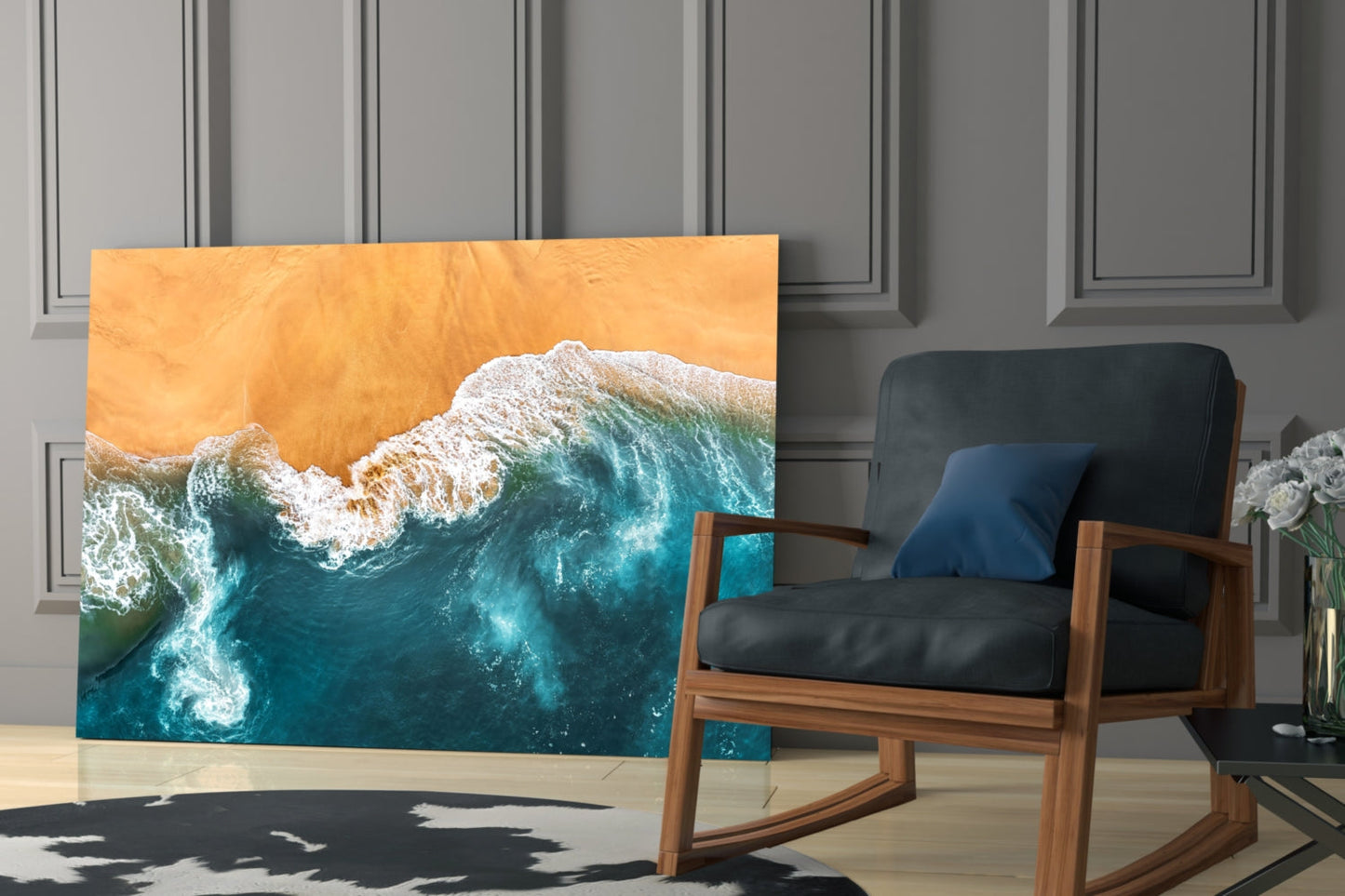 Aerial Coastline Glass Wall Art