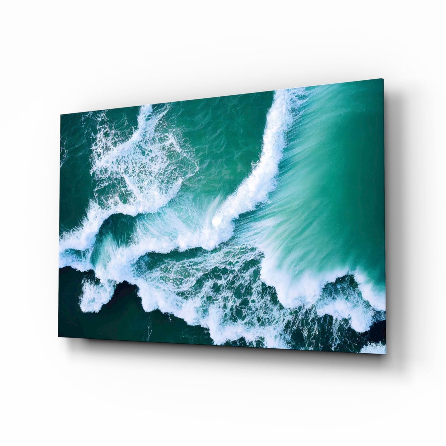 Ocean waves glass wall art
