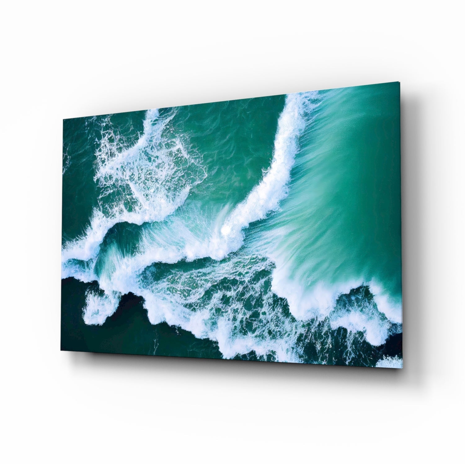 Ocean waves glass wall art