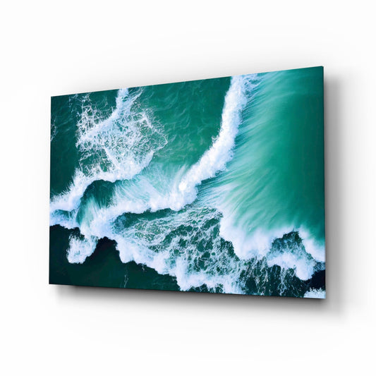 Ocean waves glass wall art