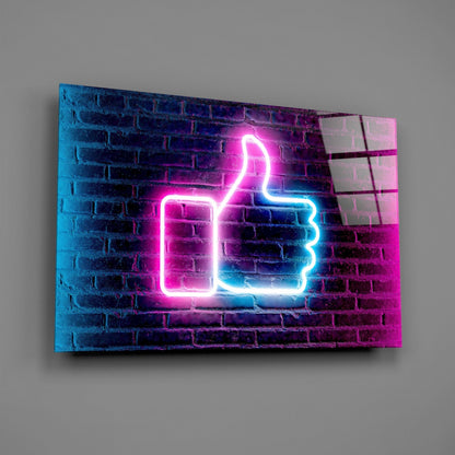 Neon Like Button Glass Wall Art