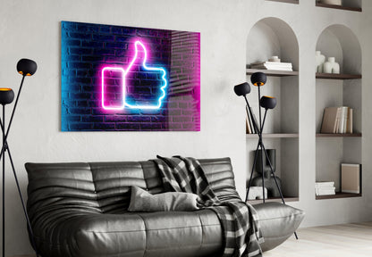 Neon Like Button Glass Wall Art