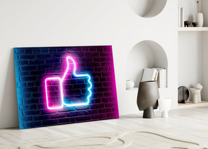 Neon Like Button Glass Wall Art