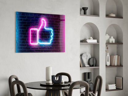 Neon Like Button Glass Wall Art