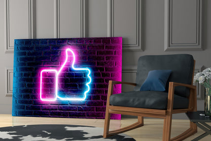 Neon Like Button Glass Wall Art