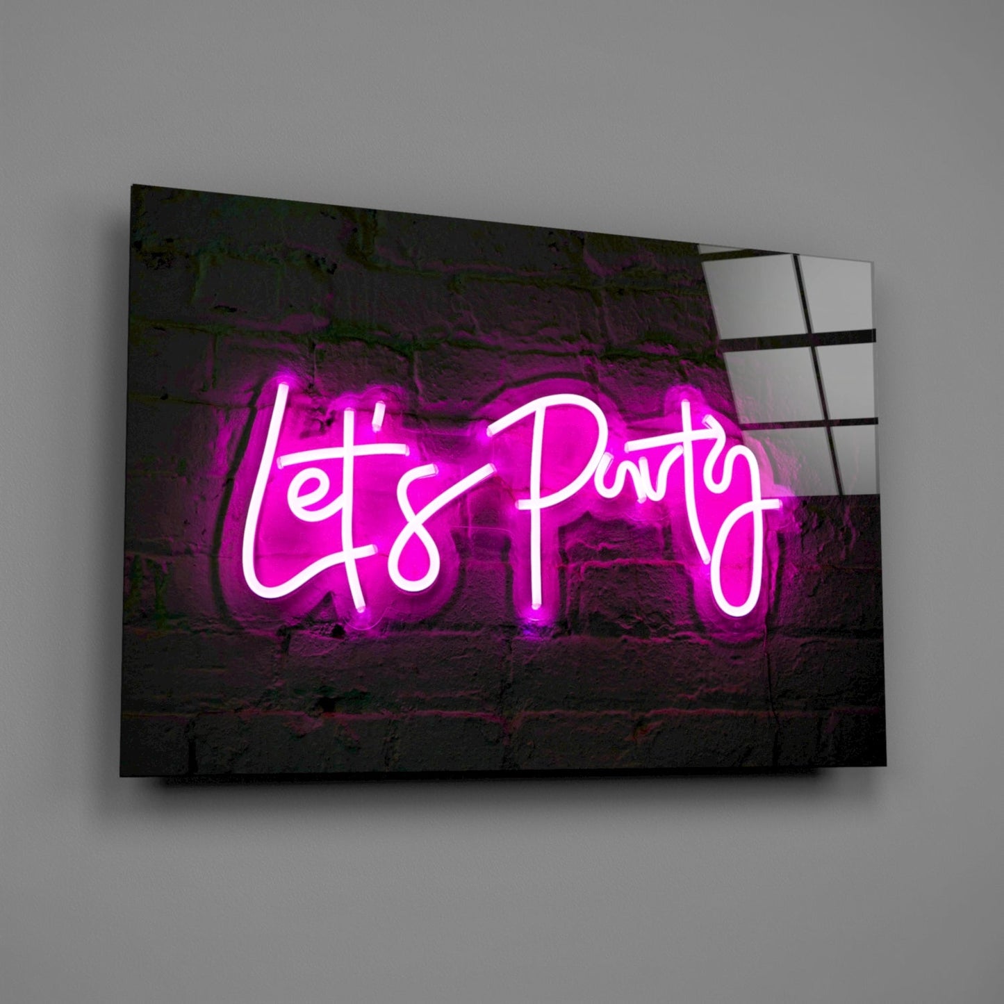 Let's Party Neon Glass Wall Art