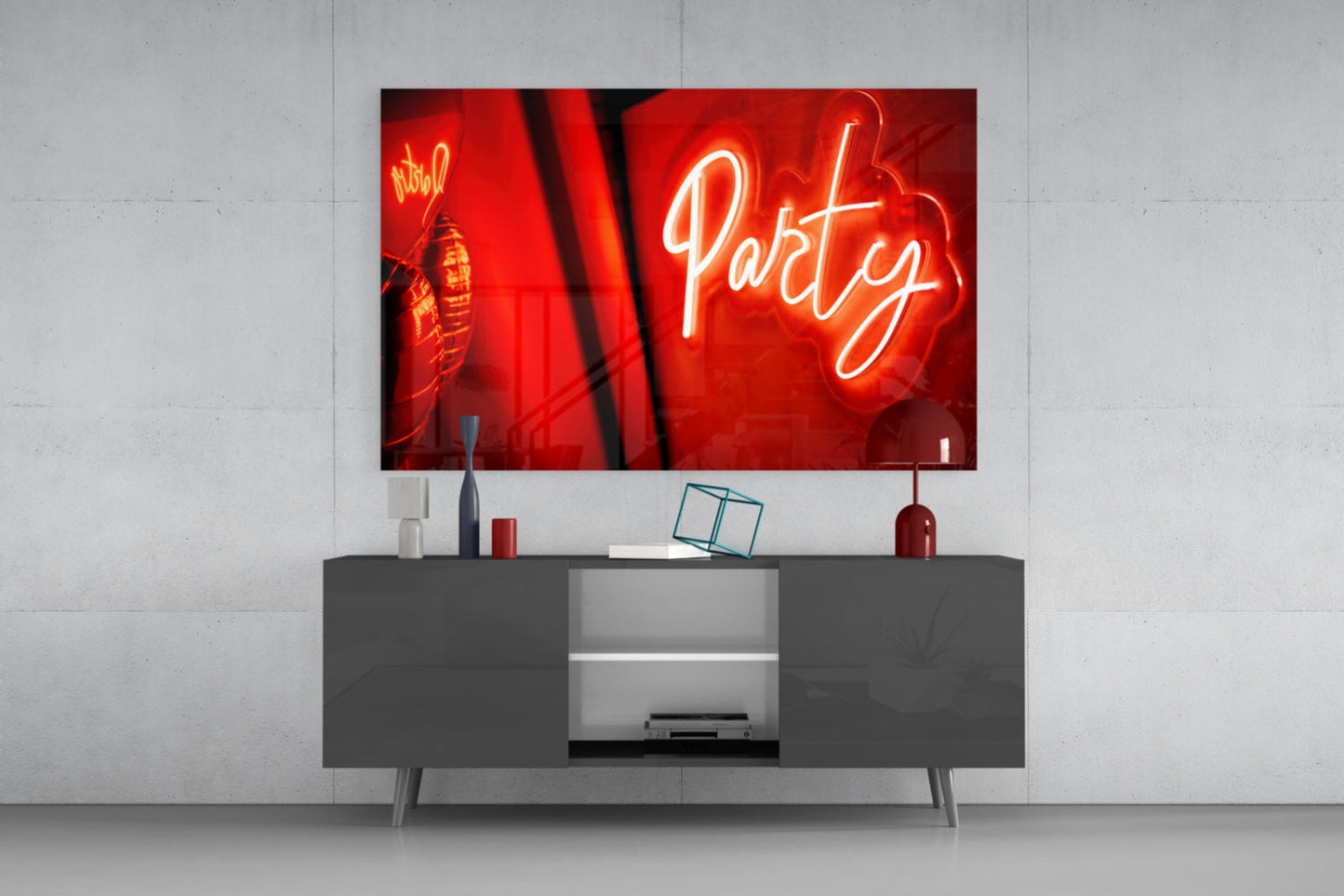 Party Neon Glass Wall Art
