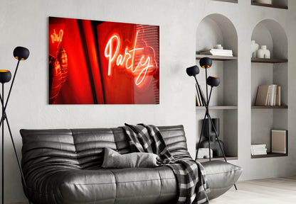 Party Neon Glass Wall Art