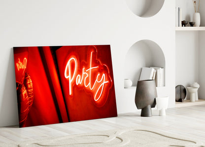Party Neon Glass Wall Art